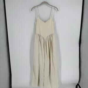 Fashion Nova dress medium M ivory fit and flare midi ribbed empire minimalist